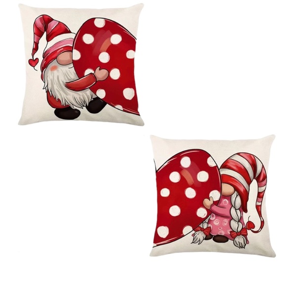 Gnome Couple Heart Happy Valentine’s Day Decorative Throw Pillow Covers 2 Pc Set - Picture 11 of 17